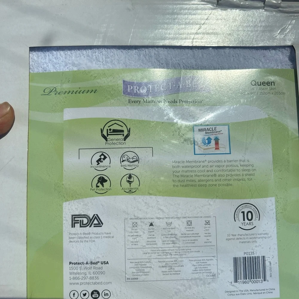 Premium Cotton Terry Mattress Protector - White